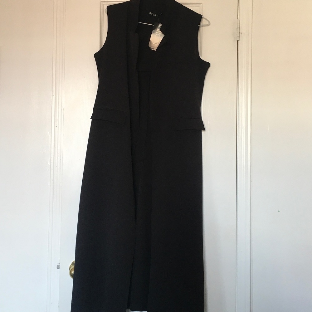 Black unlined sleeveless blazer vest